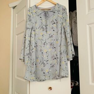 Boho bell sleeve baby blue dress